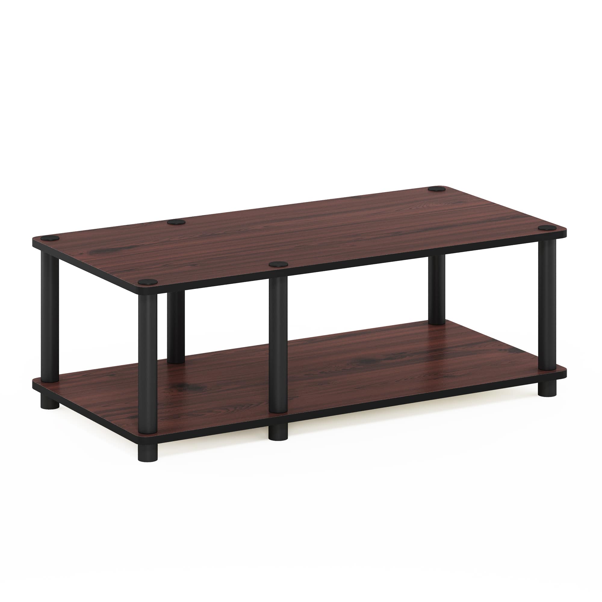 Front. Furinno - Just No Tools Mid TV Stand, Tube - Dark Cherry/Black.