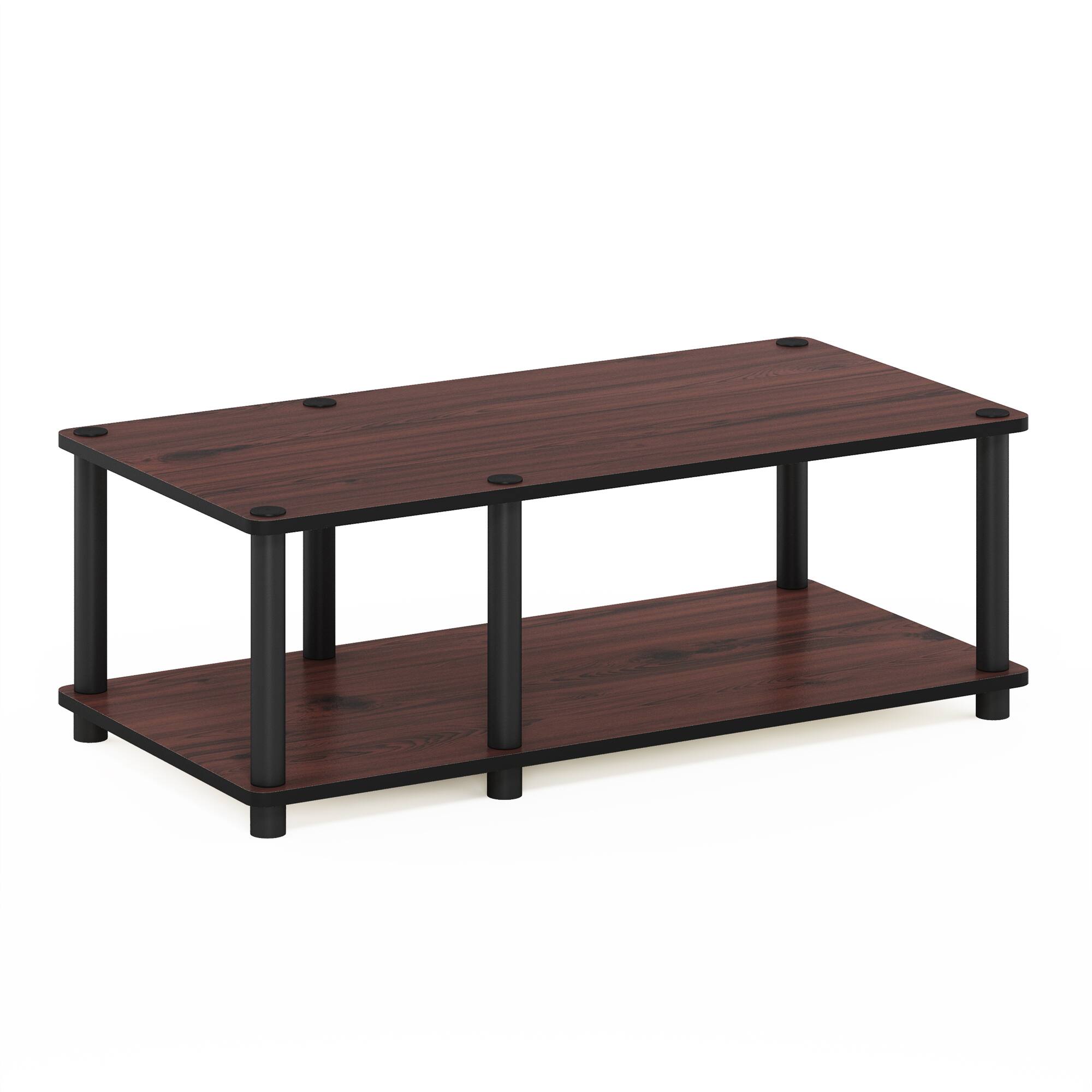Furinno - Just No Tools Mid TV Stand, Tube - Dark Cherry/Black