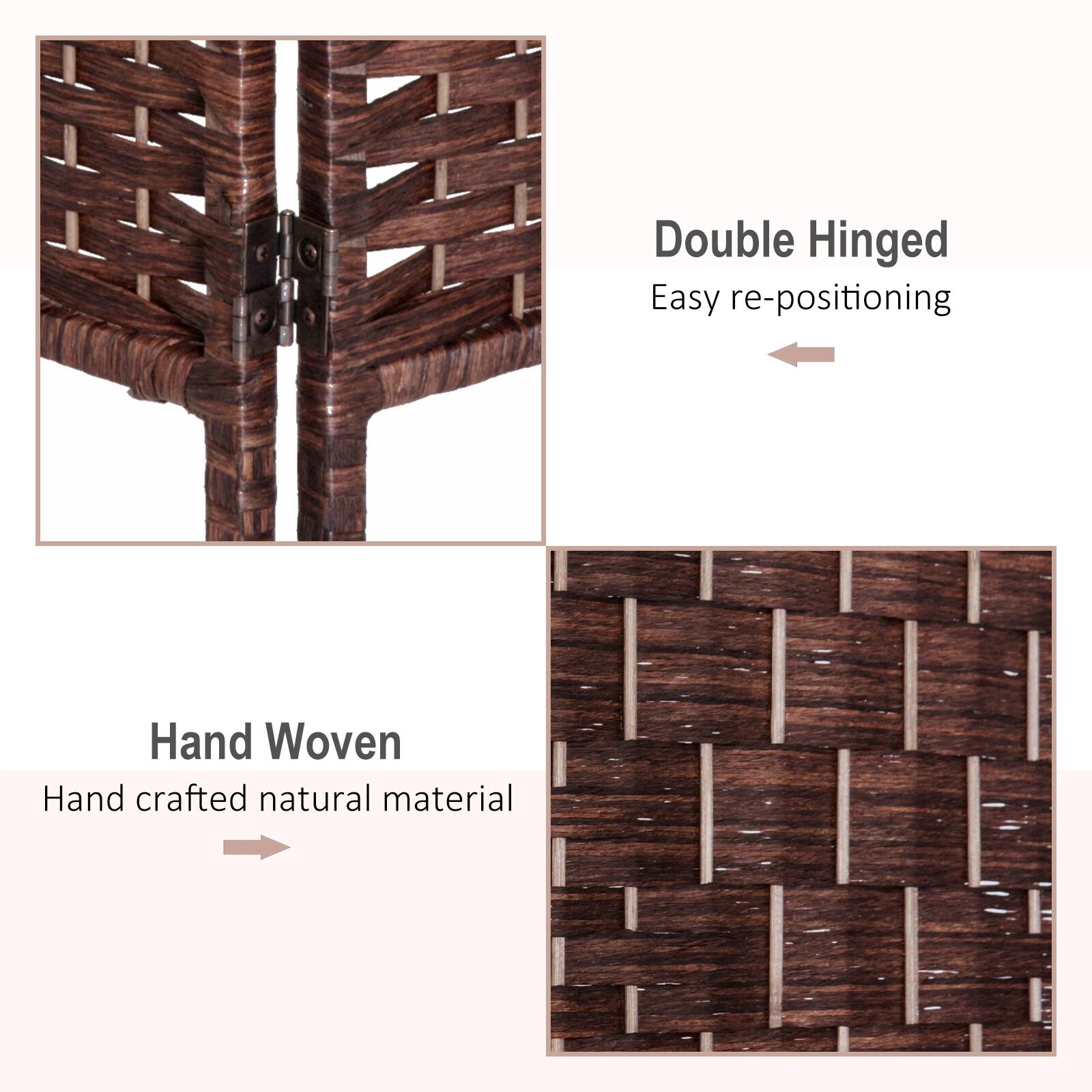 Double Hinged Easy re-positioning
Hand Woven Hand crafted natural material
