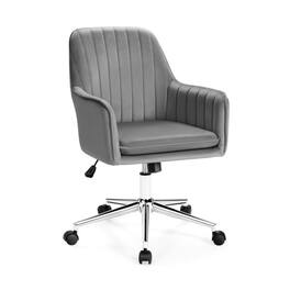 Kadyn - Velvet Accent Office Armchair with Adjustable Swivel and Removable Cushion- Home Office Computer Desk Chair - Gray