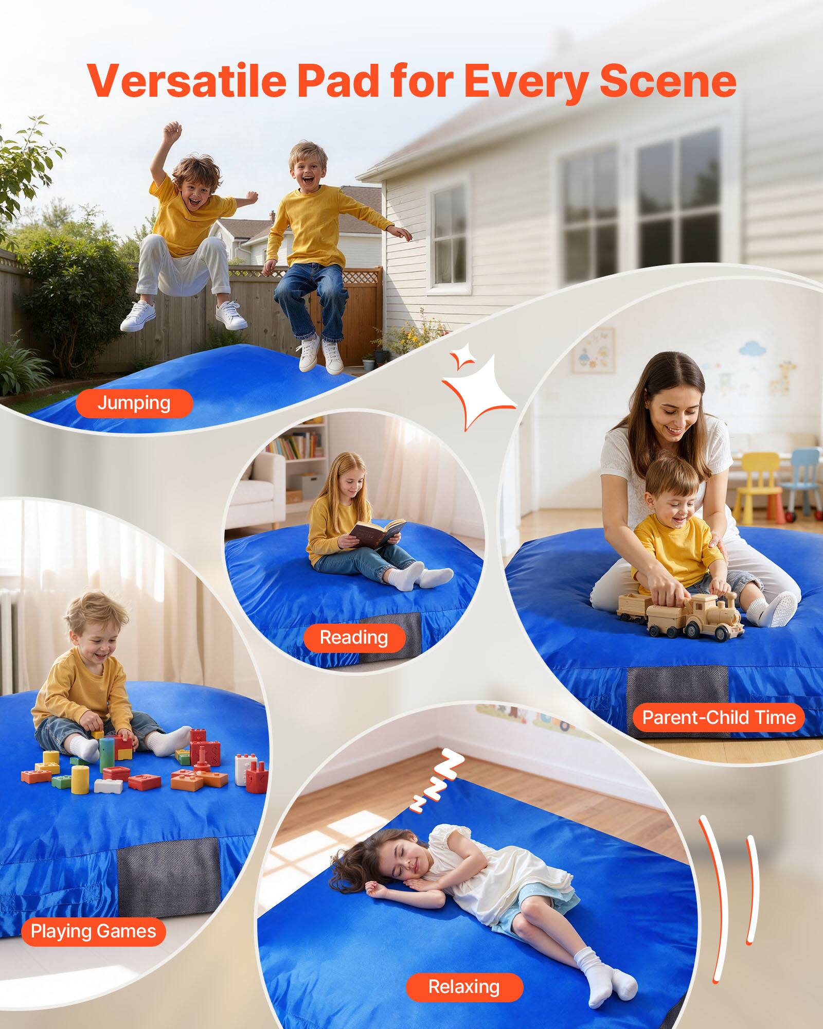 VEVOR Crash Pad, 5 x 5 ft Crash Pad for Kids Sensory with Foam