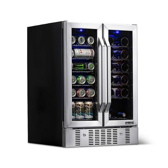 Front Zoom. NewAir - 18-Bottle Wine and 60-Can Dual Zone Beverage Cooler - Stainless steel.