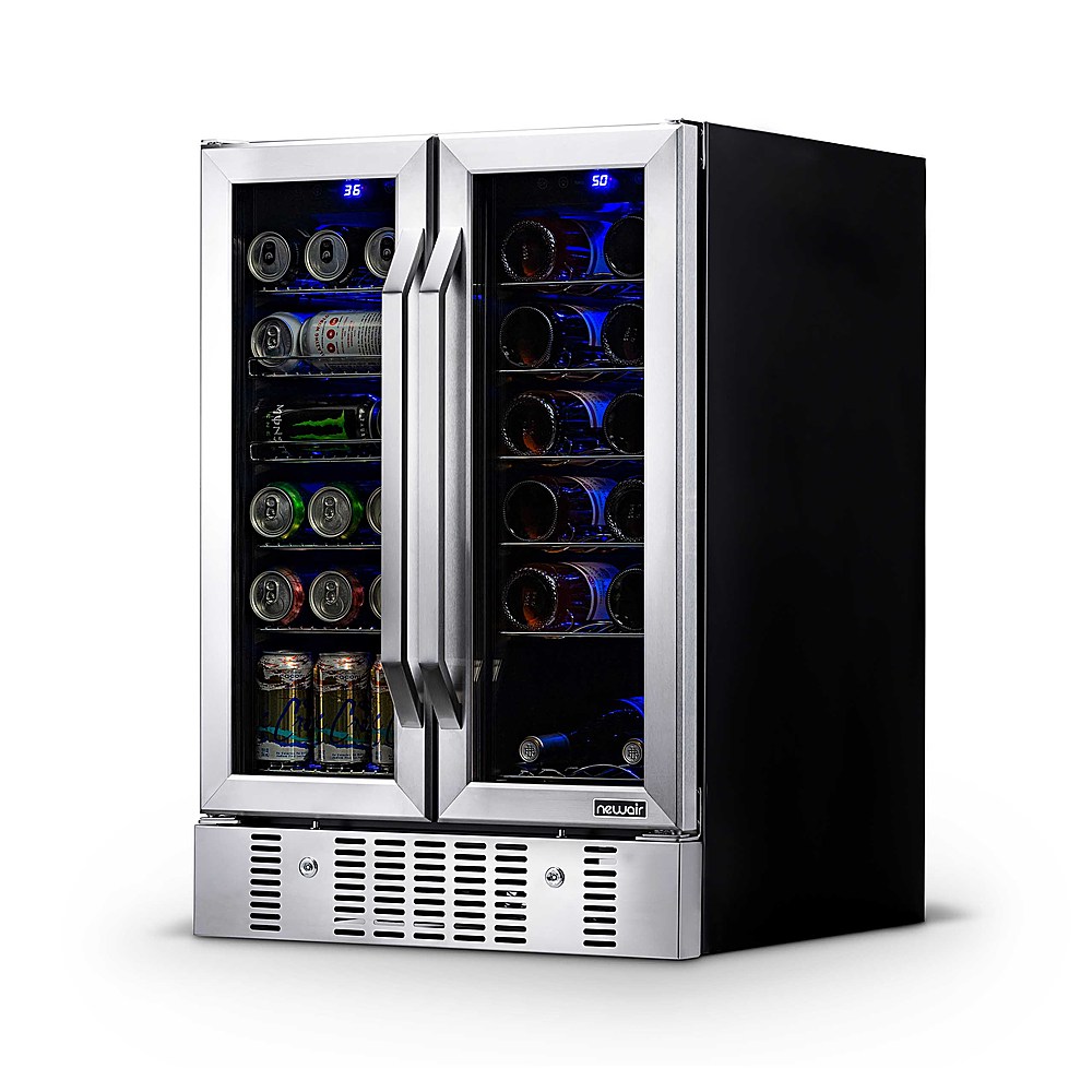 NewAir 18-Bottle Wine and 60-Can Dual Zone Beverage Cooler Stainless steel AWB-360DB - Best Buy