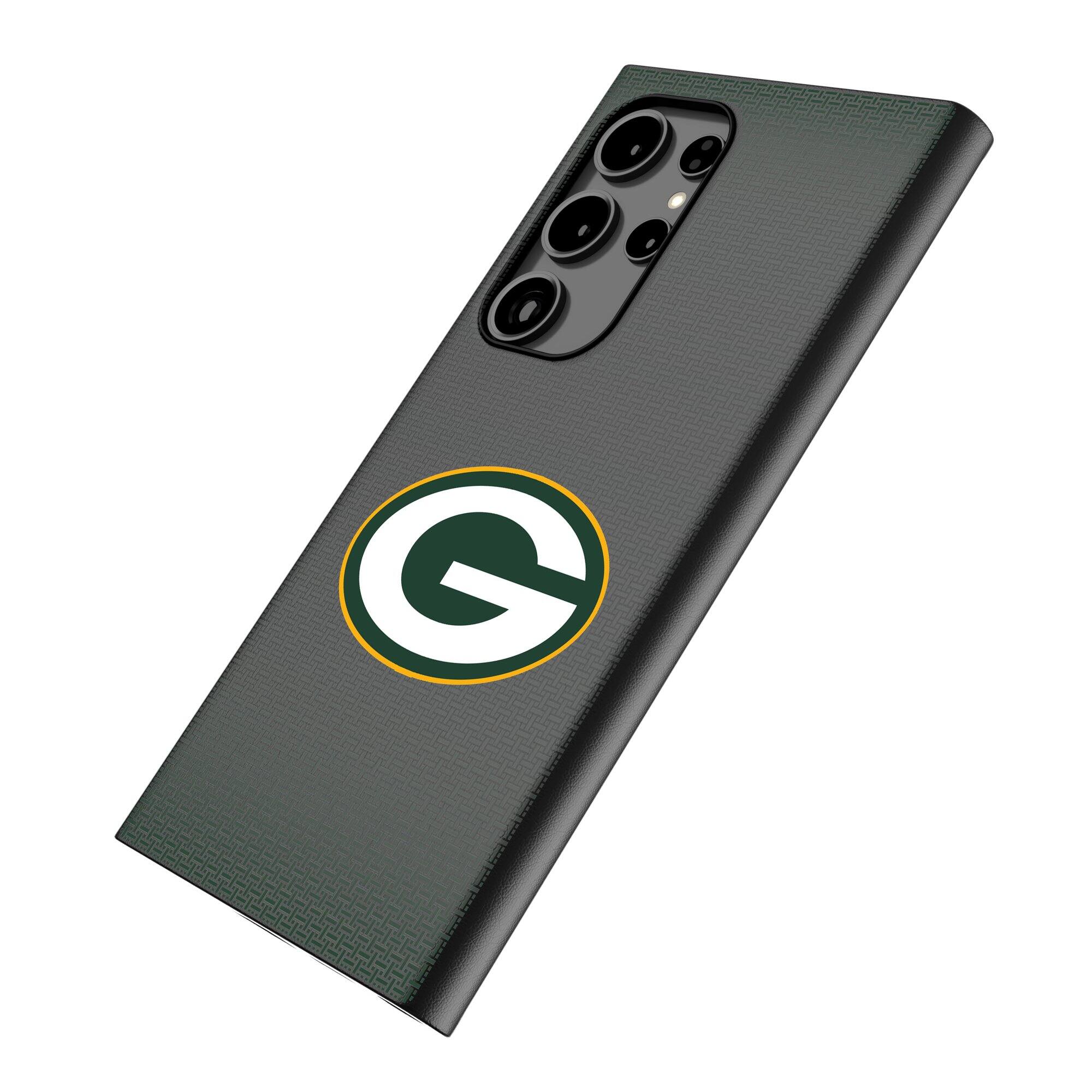 Alt View 1. Keyscaper - Green Bay Packers Linen Galaxy Magnetic Bump Case - S25 Ultra - Black.