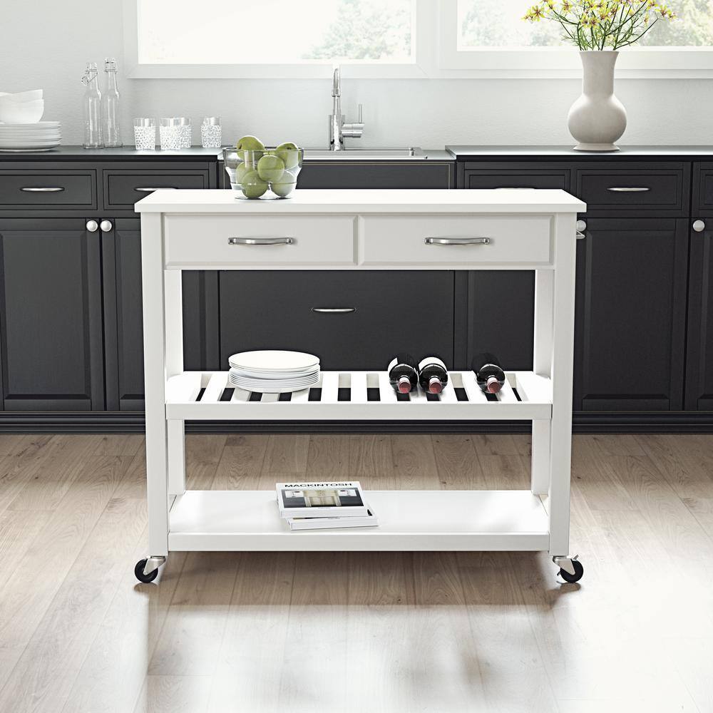 Alt View 3. Crosley Furniture - Stone Top Kitchen Prep Rolling Cart - White.
