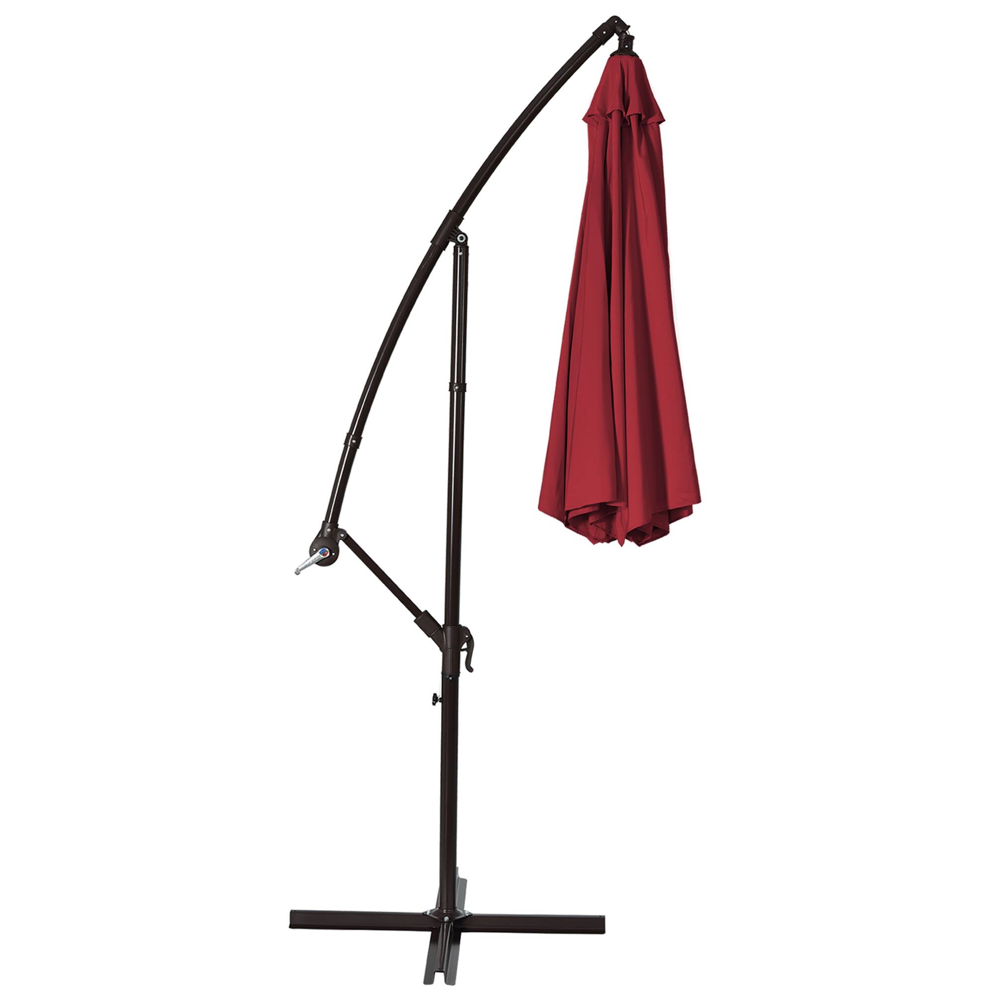 Alt View 4. Gymax - Gymax 10 ft Patio Cantilever Offset Umbrella Yard Garden Outdoor w/ 8 Ribs Burgundy - Burgundy.