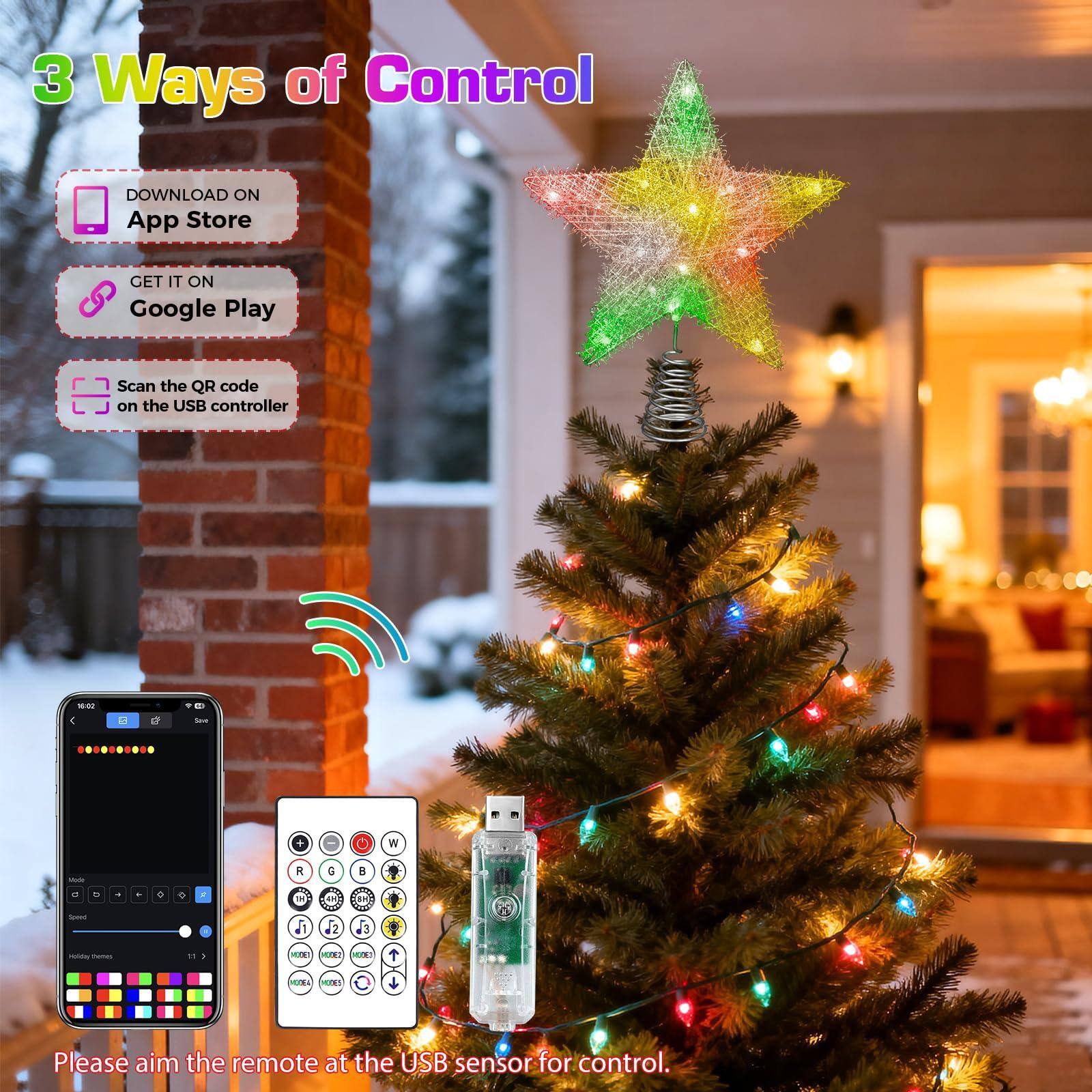 3 Ways of Control

- DOWNLOAD ON App Store
- GET IT ON Google Play
- Scan the QR code on the USB controller

Please aim the remote at the USB sensor for control.