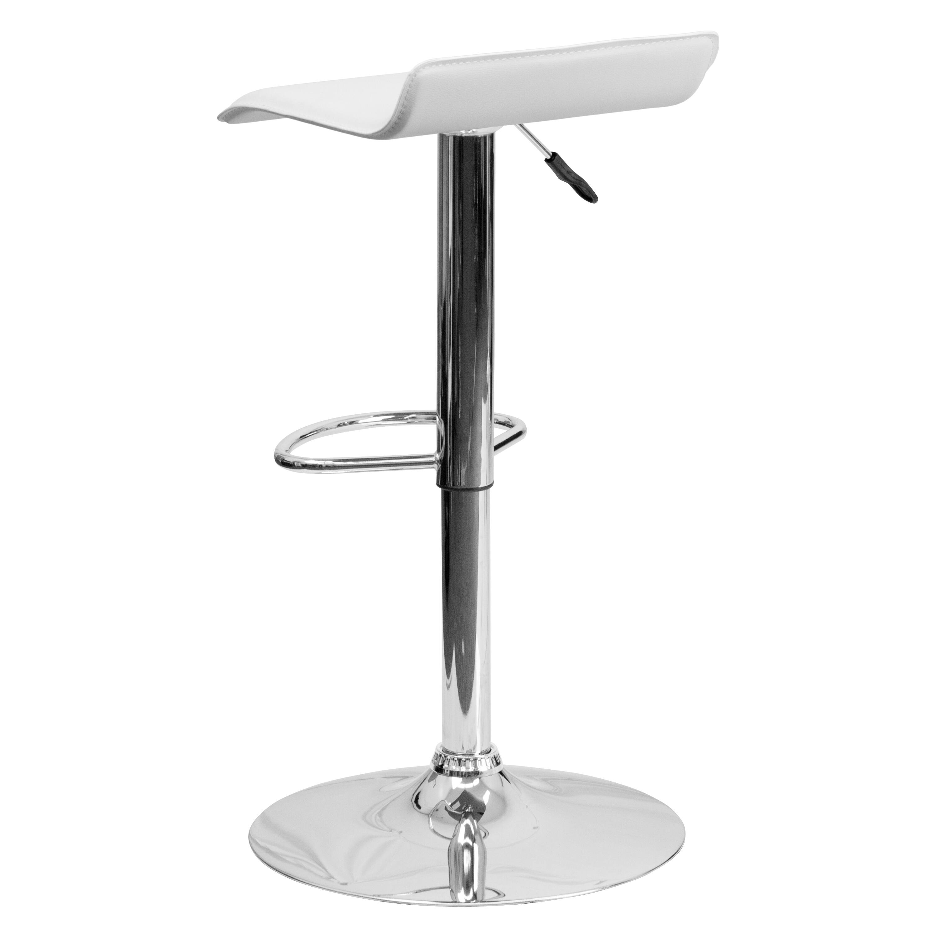 Alt View 5. Emma + Oliver - Solid Wave Seat Vinyl Adjustable Height Barstool with Chrome Base - White.