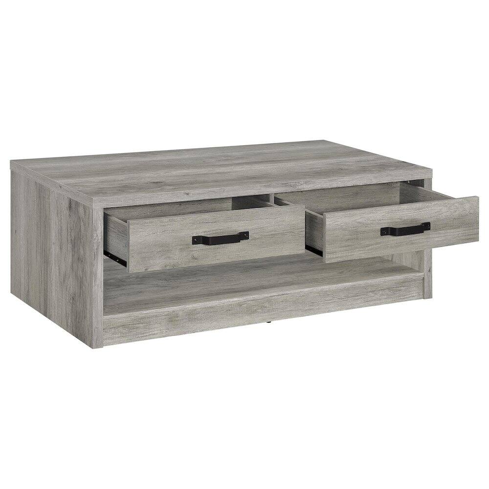 Alt View 2. Coaster Co. of America - Felix 2-drawer Engineered Wood Coffee Table Grey Driftwood - Brown.