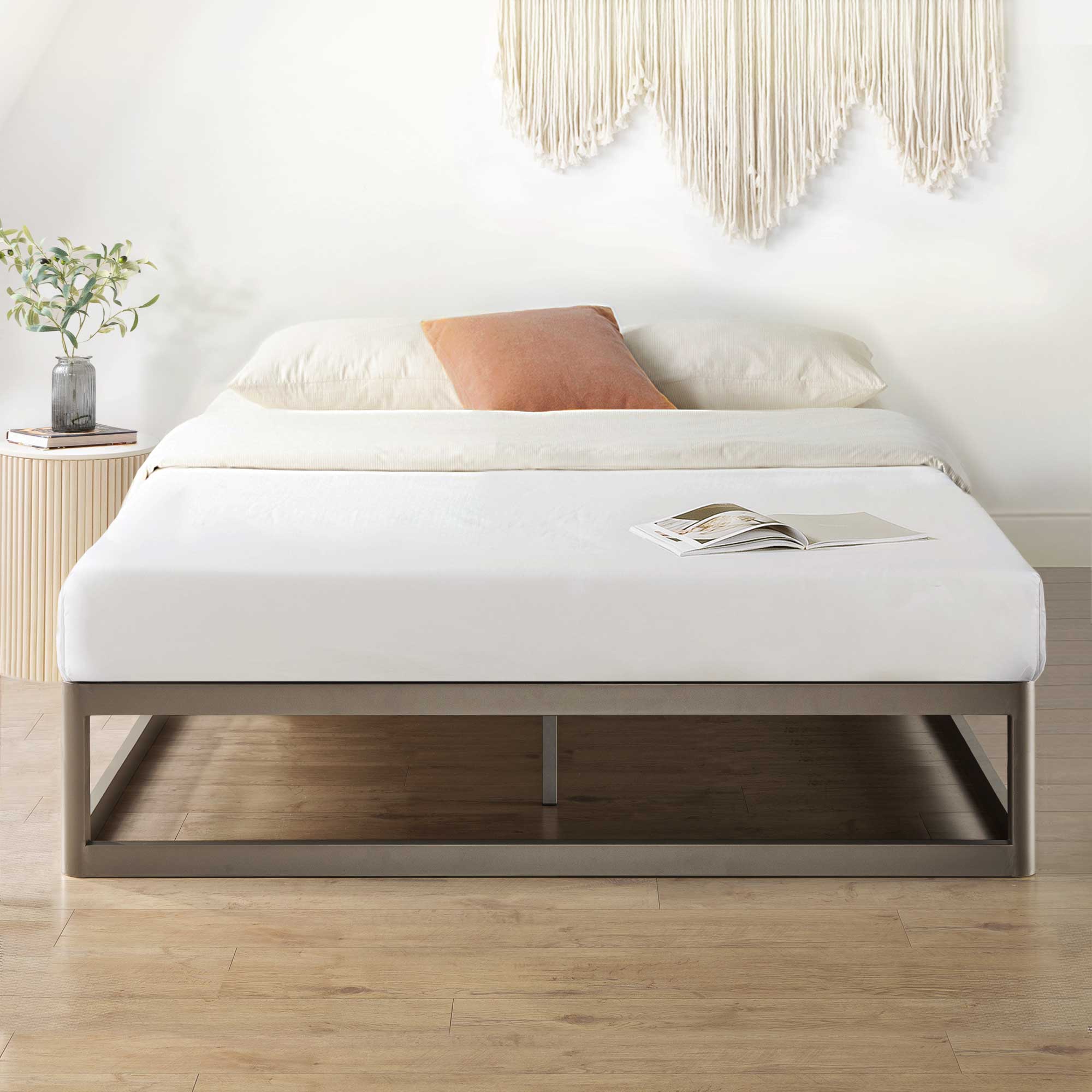 Alt View 4. Mellow - Mellow Ace of Base Metal Platform Low Profile Bed Frame, Round 12 Inch, King - Gray.