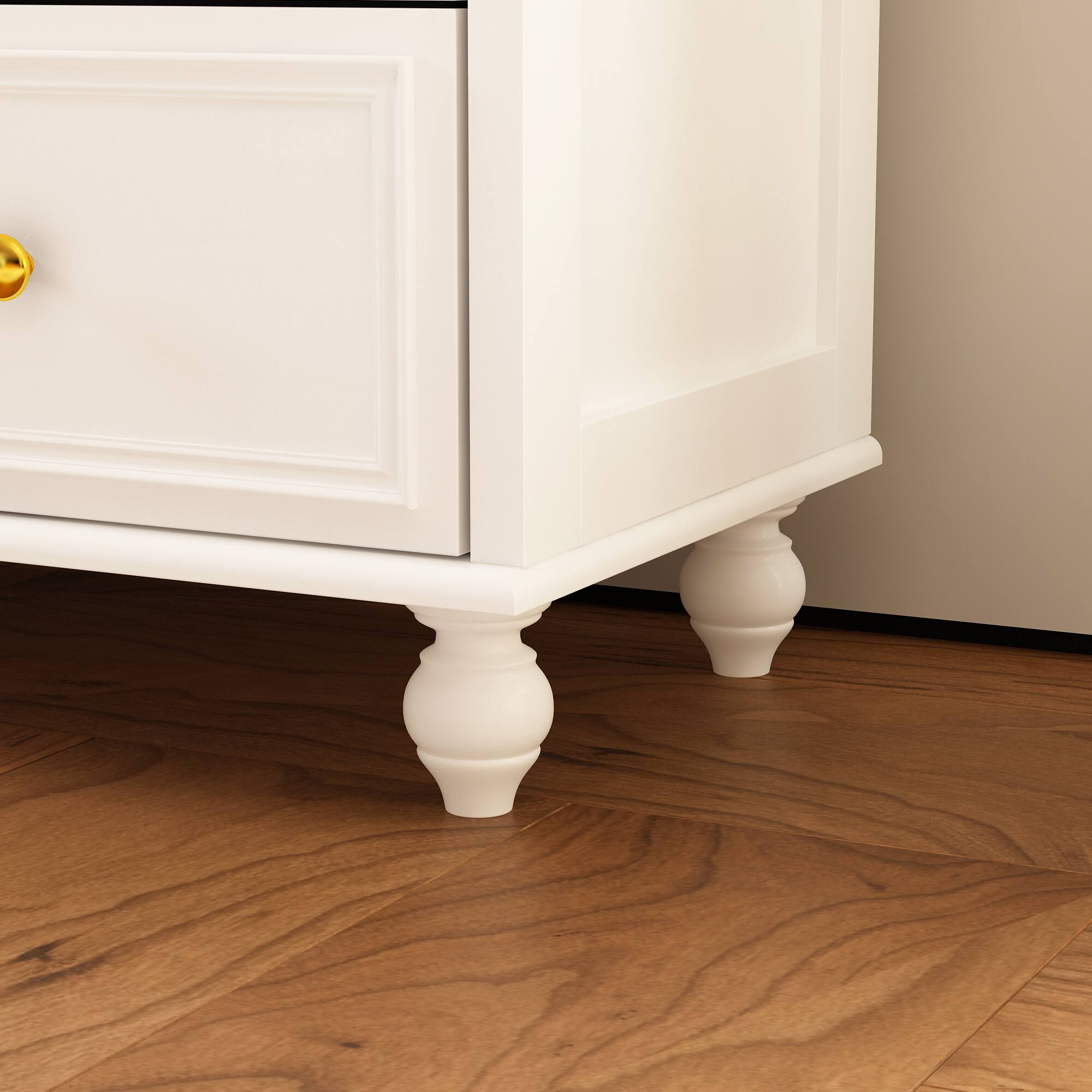 Alt View 2. FUFU & GAGA - FUFU&GAGA White 9 - Drawer Dresser: Stylish Storage with Solid Wood Legs - White.