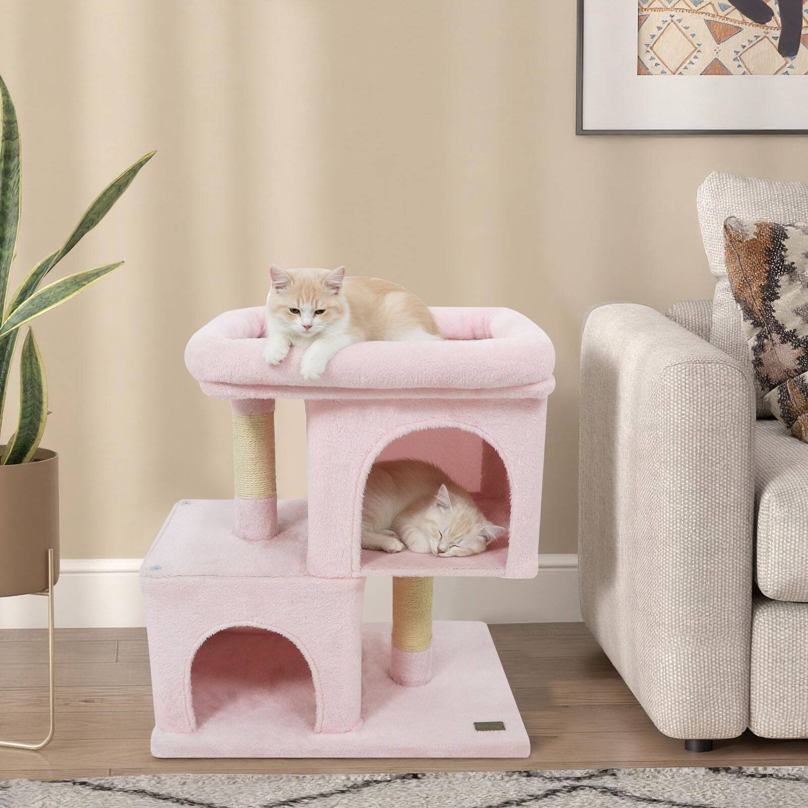 Alt View 3. Gymax - Gymax 25.5'' Cat Tree w/ 2 Large Condo Padded Top Perch Sisal Scratching Posts.