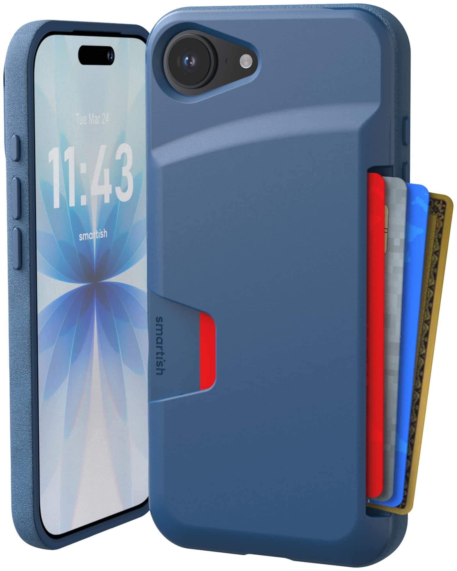 Smartish - iPhone 17e/16e Wallet Case - Wallet Slayer Vol 1 - Slim Card Holder Cover - Blue