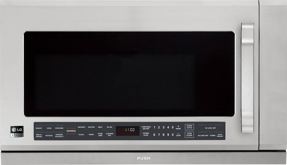 Front. LG - Studio 2.0 Cu. Ft. Over-the-Range Microwave with Sensor Cooking - Stainless Steel.