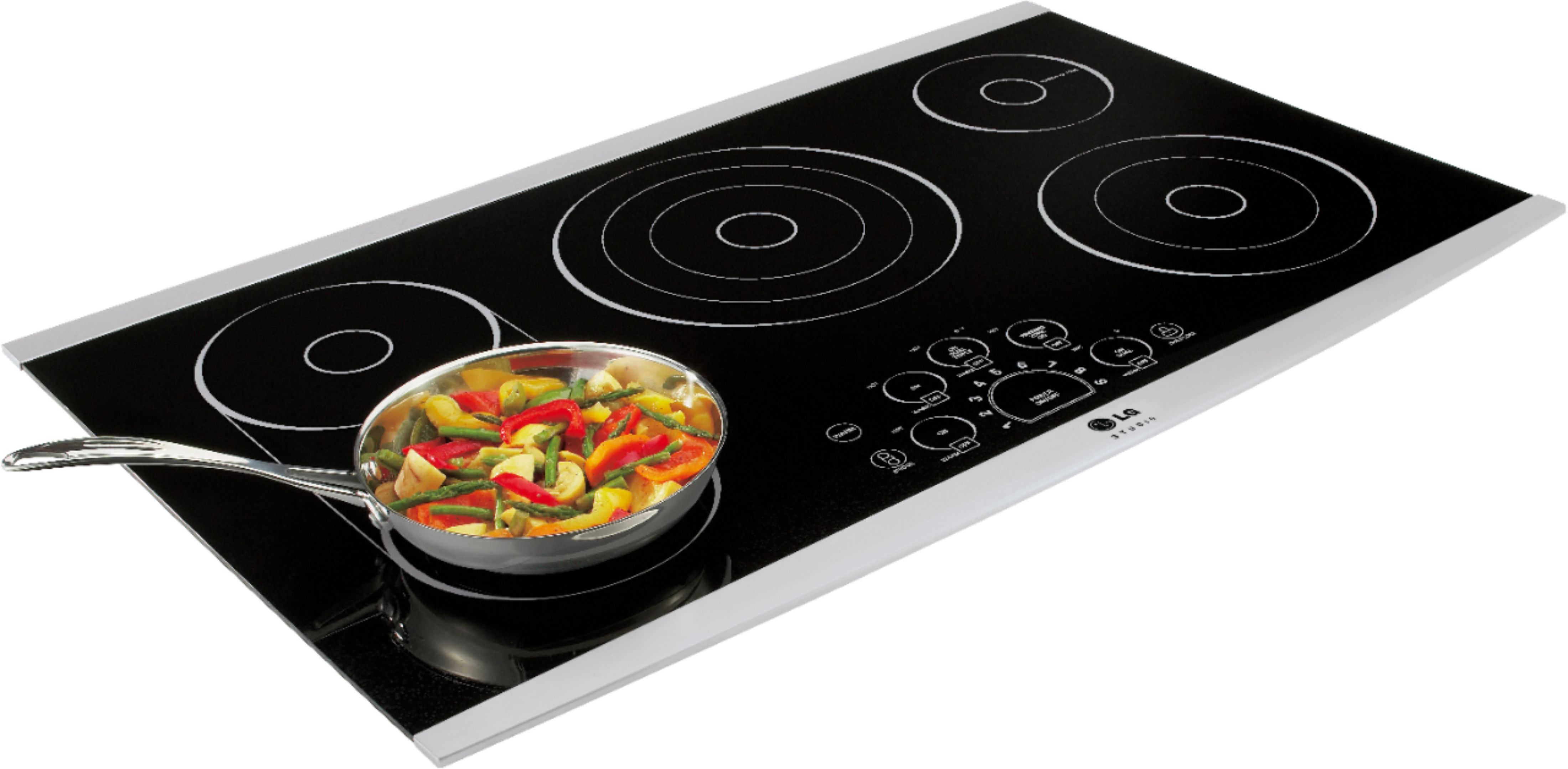 Angle View: LG - STUDIO 30" Built-In Electric Cooktop with 5 Elements, Hot Surface Indicator and Bridge Element - Stainless steel