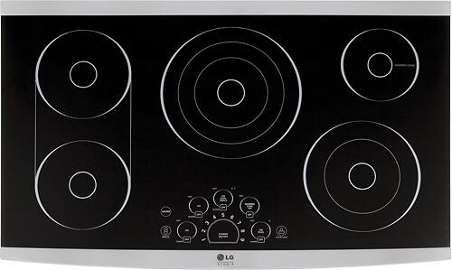 LG STUDIO - 36" Built-In Electric Cooktop - Black/Stainless Steel - Larger Front