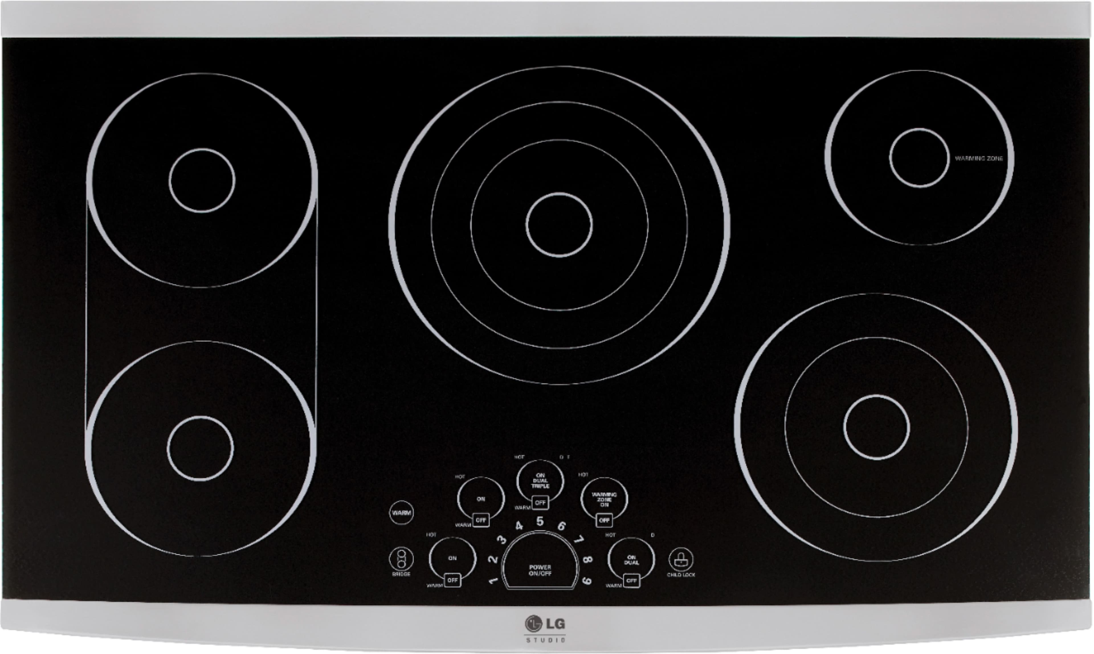 Front. LG - STUDIO 36" Built-In Electric Cooktop with 5 Elements and Bridge Element - Stainless Steel.