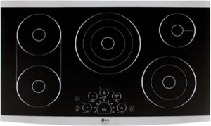 LG - STUDIO 36" Built-In Electric Cooktop with 5 Elements, Hot Surface Indicator and Bridge Element - Stainless steel - Front_Zoom