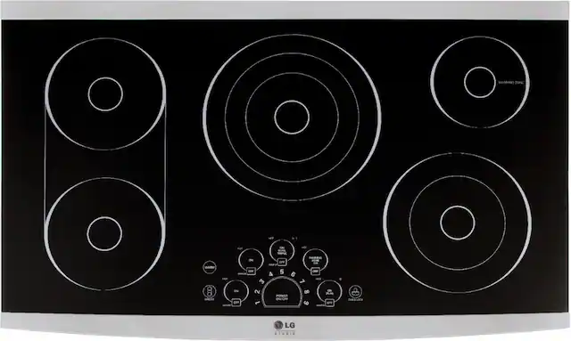 Front. LG - STUDIO 36" Built-In Electric Cooktop with 5 Elements and Bridge Element - Stainless Steel.