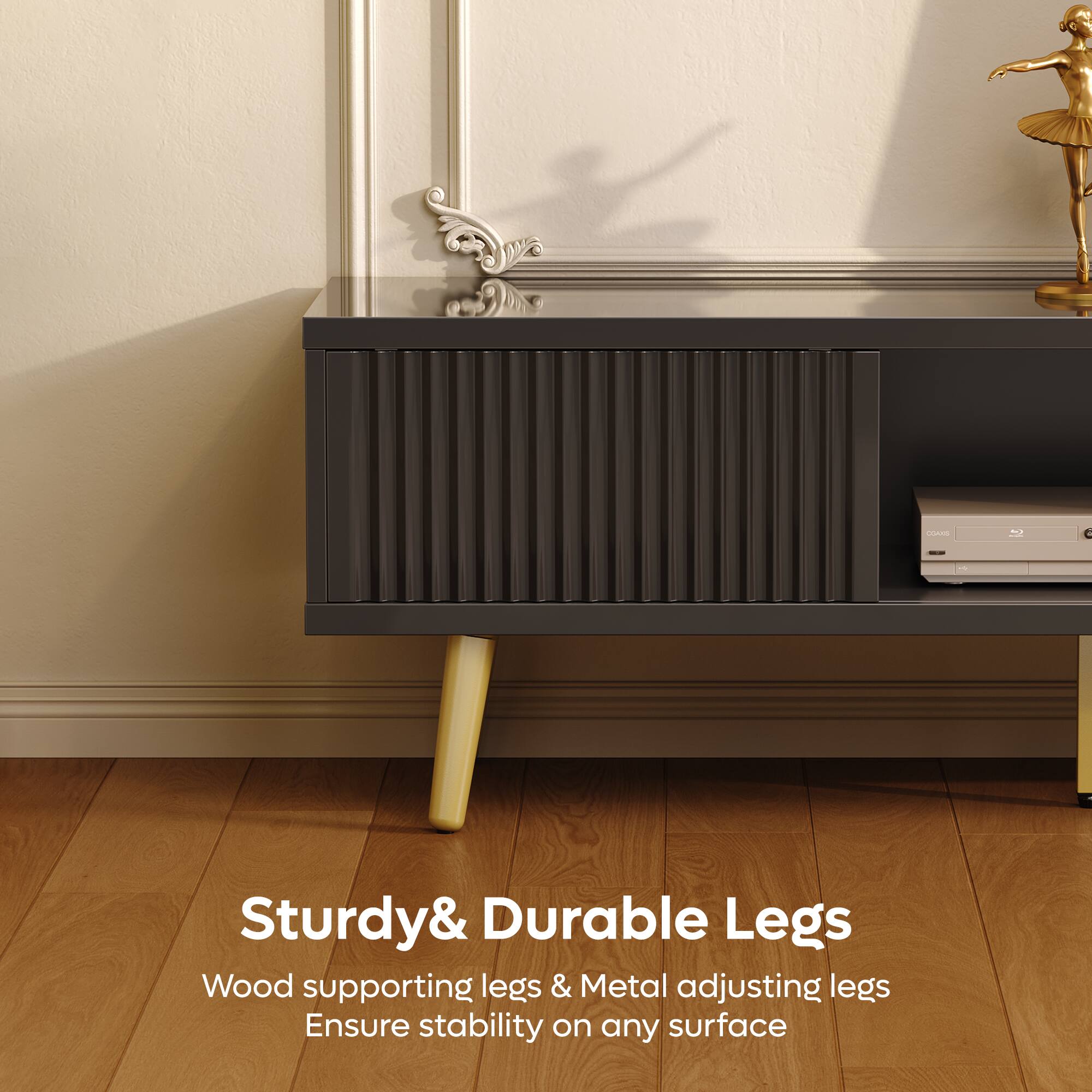 Sturdy & Durable Legs  
Wood supporting legs & Metal adjusting legs  
Ensure stability on any surface