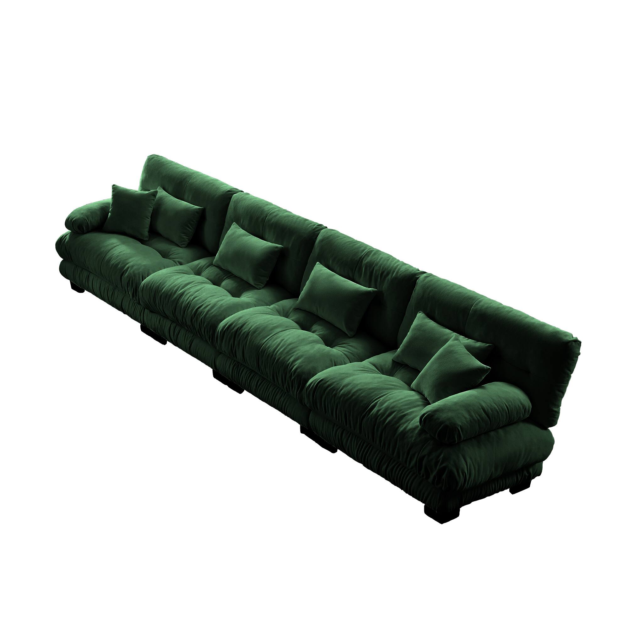 Alt View 6. LOVMOR - 4 Seater Chenille Modular Sectional Couch Deep Seat Compressed Pack For Living Room Apartment Office Plush Den - Green.