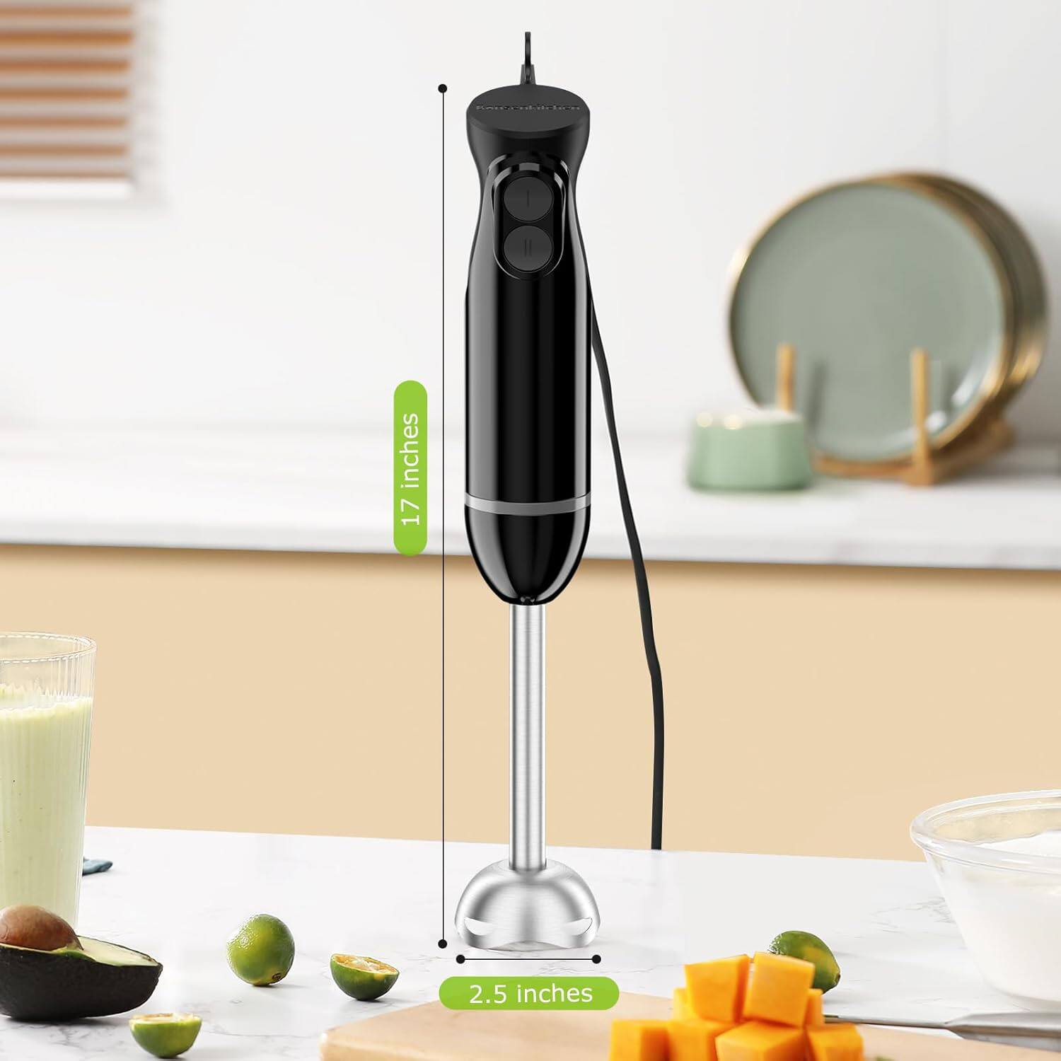 Bonsenkitchen Hand Blender, Immersion Blender with 2 Mixing Speed