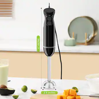 Bonsenkitchen Hand Blender, 2-Speed Immersion Blender with Stainless Steel Blades for Soup, Smoothies, Puree, Baby Food, Portable Stick Mixer