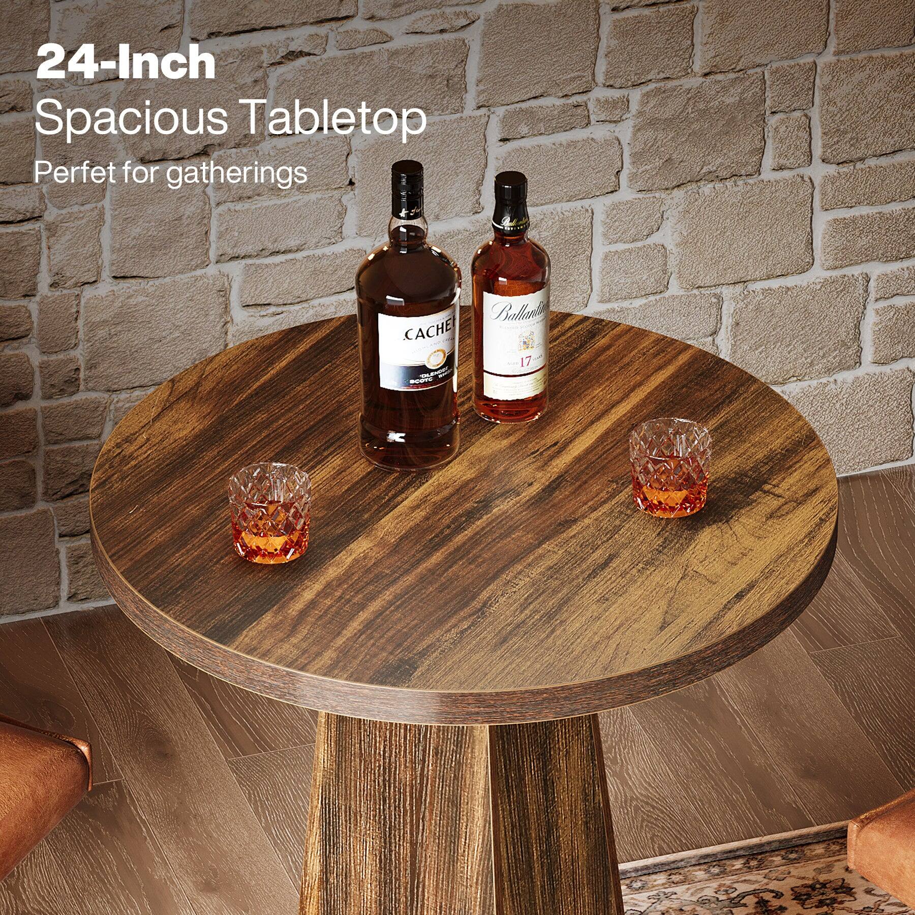24-Inch Spacious Tabletop Perfect for gatherings  
Ballantine CACHER 17 acont OLEMNER