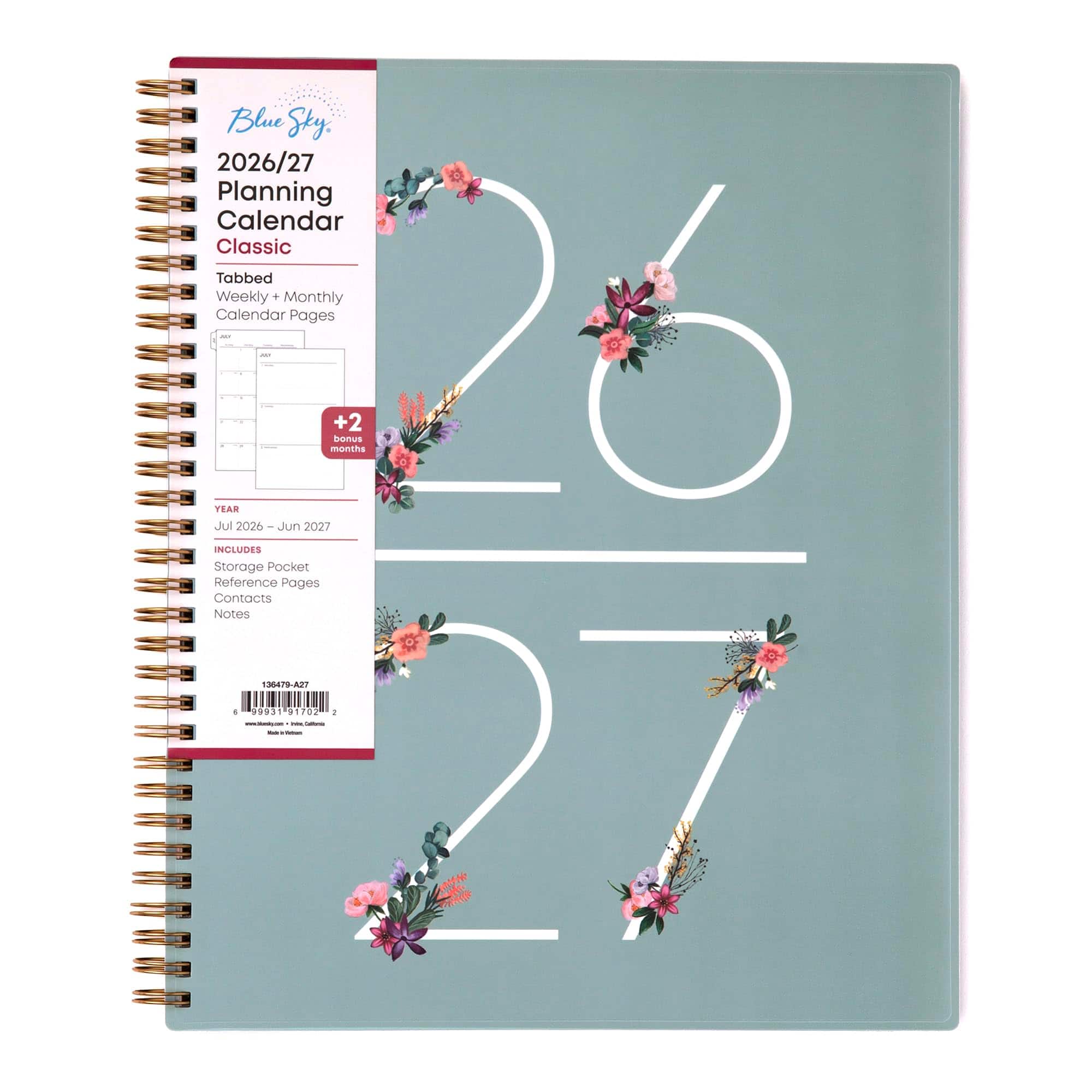 Blue Sky - 2026-2027 Weekly & Monthly Academic Planner, 8.5"x11", Greta