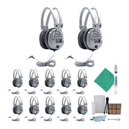 Hamilton Beach - Hamilton Buhl SC 7V Schoolmate Deluxe Headphones 12 Pack with Accessory Bundle - Black