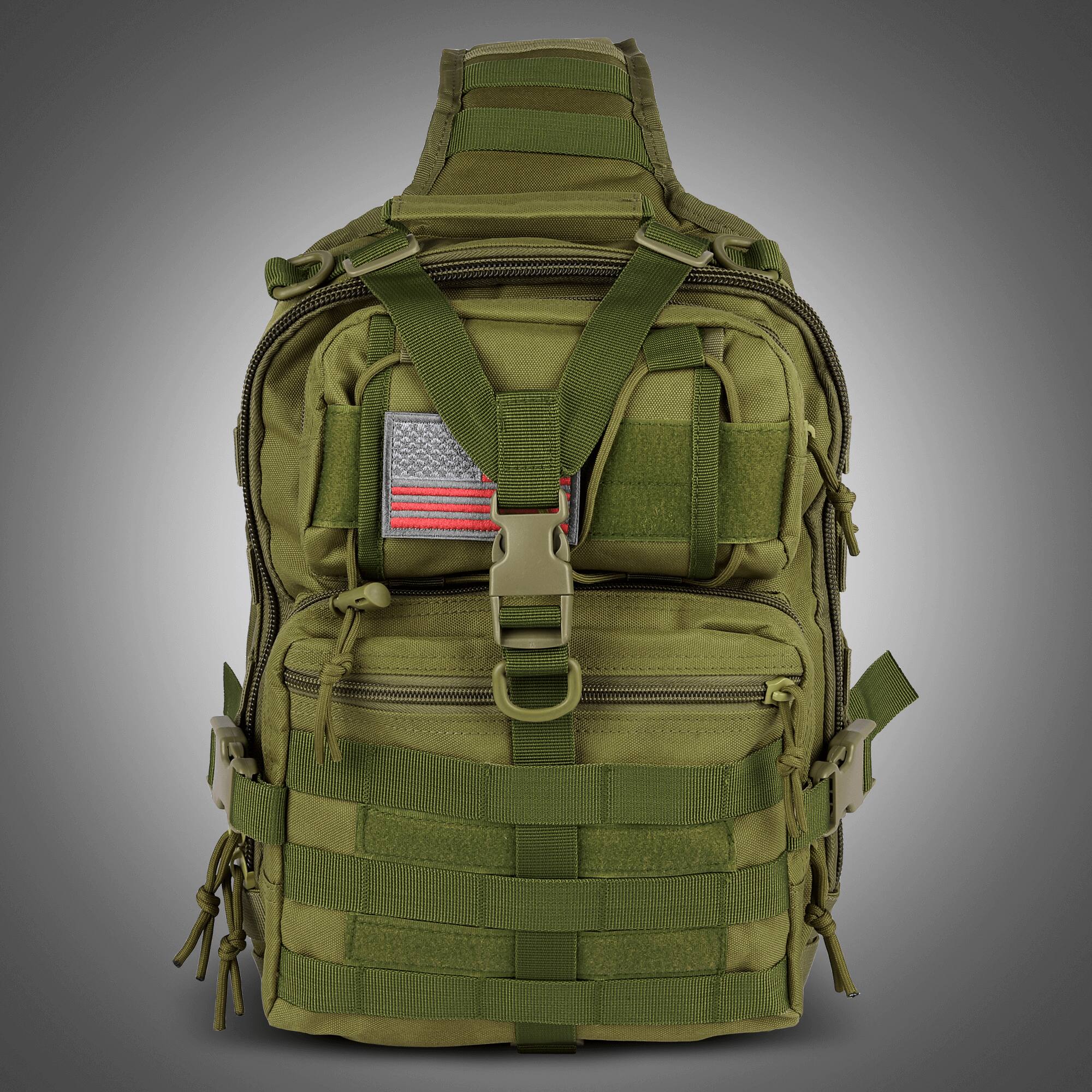 Alt View 1. XGear Tactical - 14L Range Sling Bag Backpack with Adjustable Strap - Army Green.