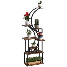 Outsunny - 8 Tier Plant Stand Indoor, 62" Tall Plant Shelf, S-Shaped Plant Rack for Multiple Plants, Corner Plant Flower Holder - Carbonized