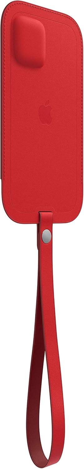 Angle. Apple - Apple iPhone 12 Mini Leather Sleeve with MagSafe Cases scarlet MHMR3ZE/A - Scarlet (PRODUCT)RED.