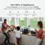 The text on the image is about a device that can charge multiple devices at once with an AC output of 2400W. The device can also crank up the AC and power some appliances with up to 3400W. The text lists some examples of appliances that can be powered by this device, such as a coffee maker (550W), refrigerator (120W), microwave (1300W), blender (500W), and a toaster (1000W). The text also provides information about the charging time for each appliance, such as 3 hours for the toaster, 14 hours for the refrigerator, 1.5 hours for the microwave, and 3.3 hours for the blender.