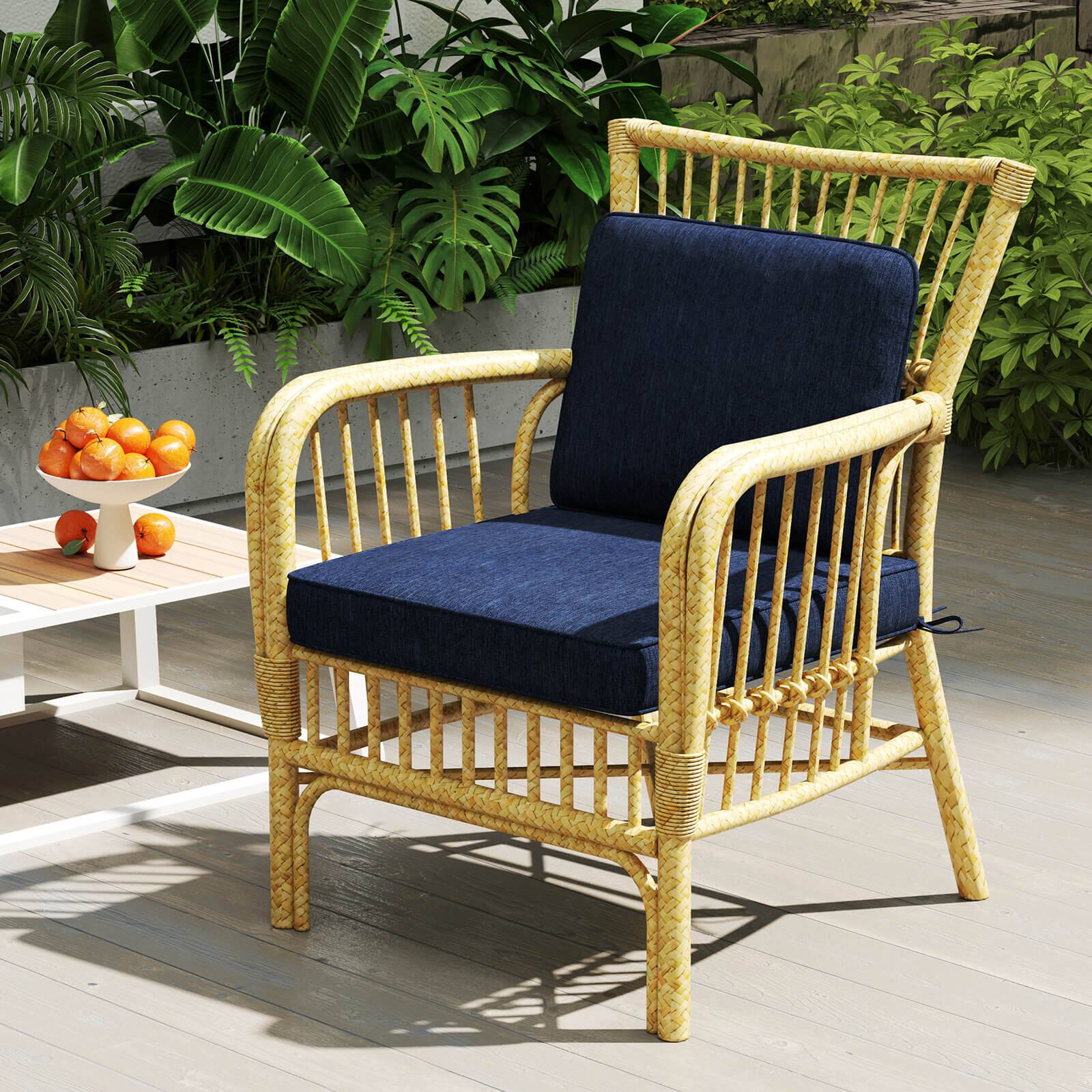 Alt View 1. Costway - Costway 4-Pack 24" x 24" Deep Seat Cushion & Back Pillow with Removable Covers Outdoor - Navy.