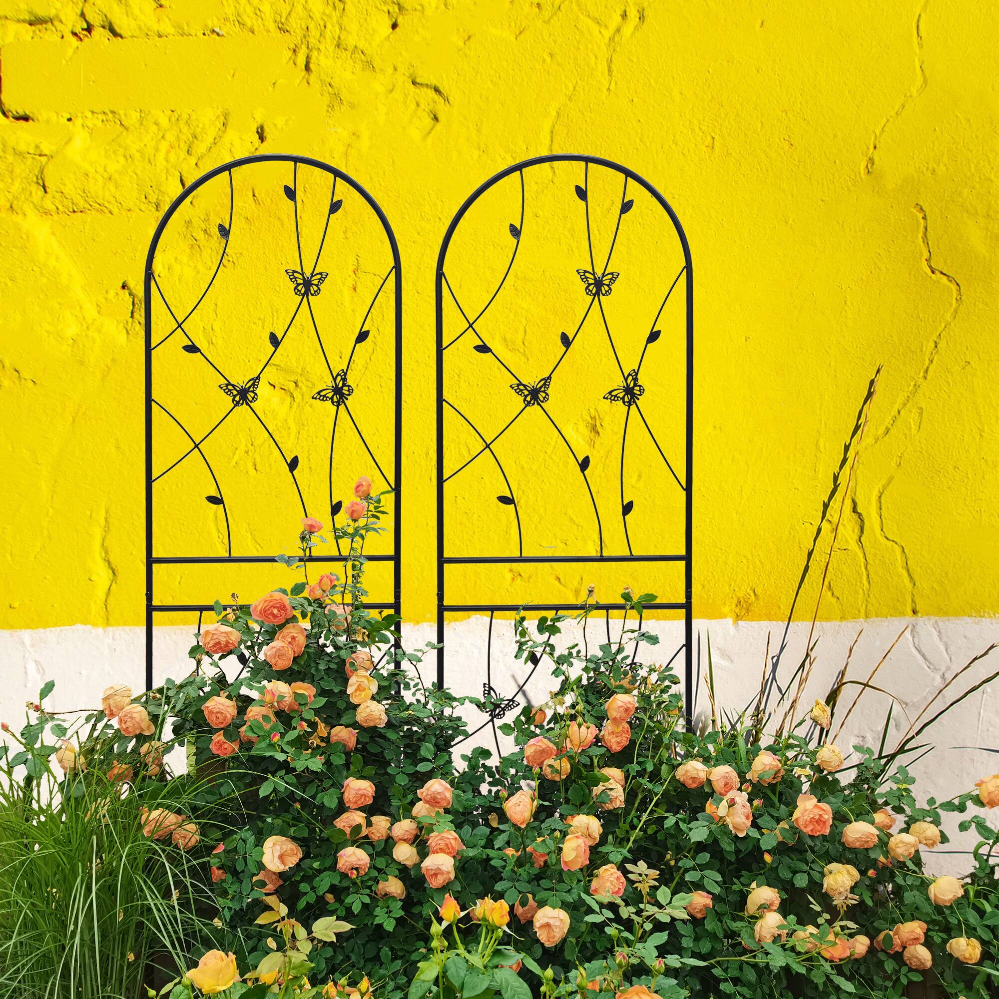 Alt View 1. Loheer - Rustproof Metal Garden Trellis 2 Pack 5.9 ft x 1.64 ft Plant Support - Black.