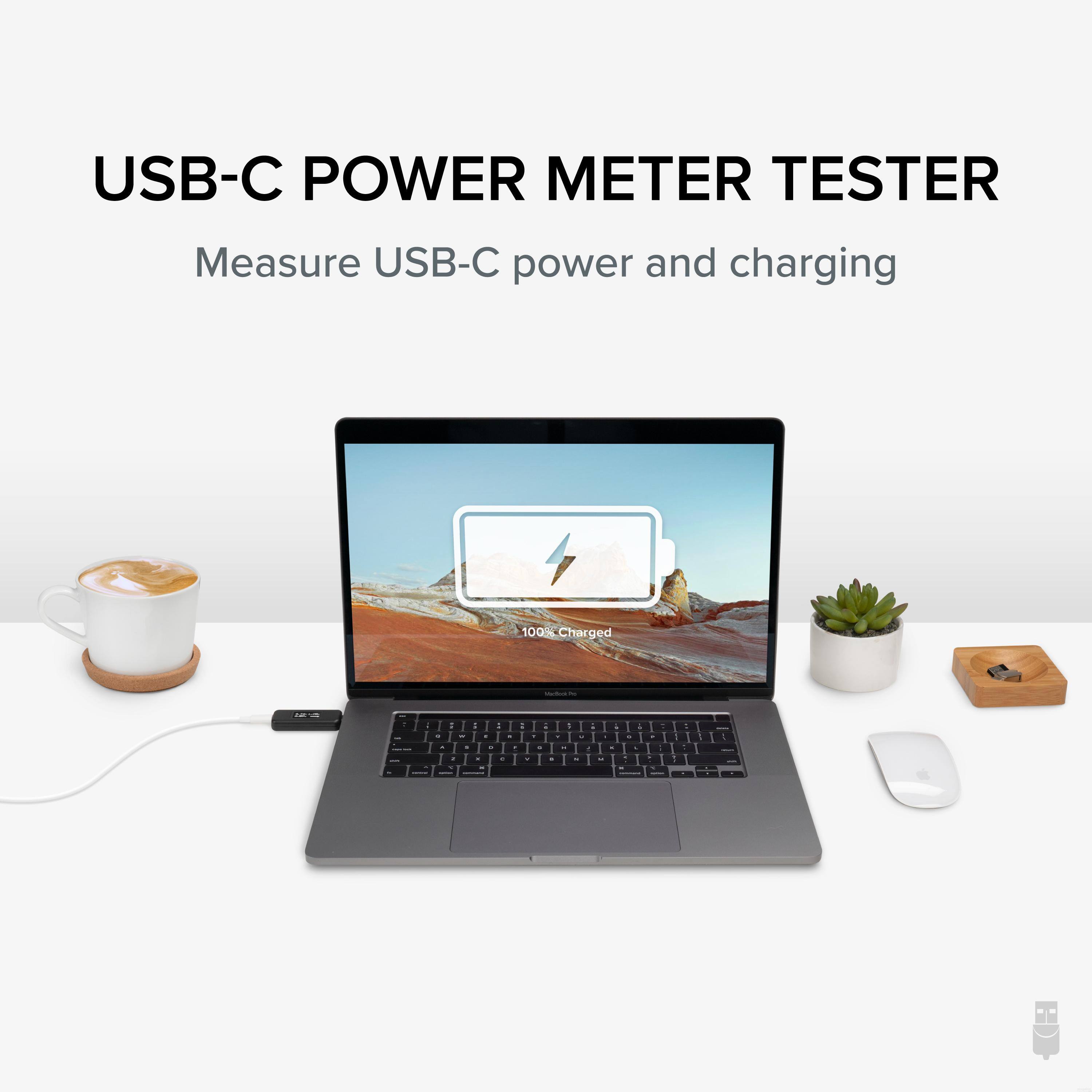 USB-C POWER METER TESTER  
Measure USB-C power and charging  

100% Charged