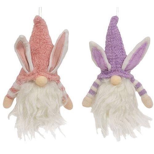 Front. BreeBe - *Striped Gnome Easter Bunny Ornament 2 Asstd. - Multi.