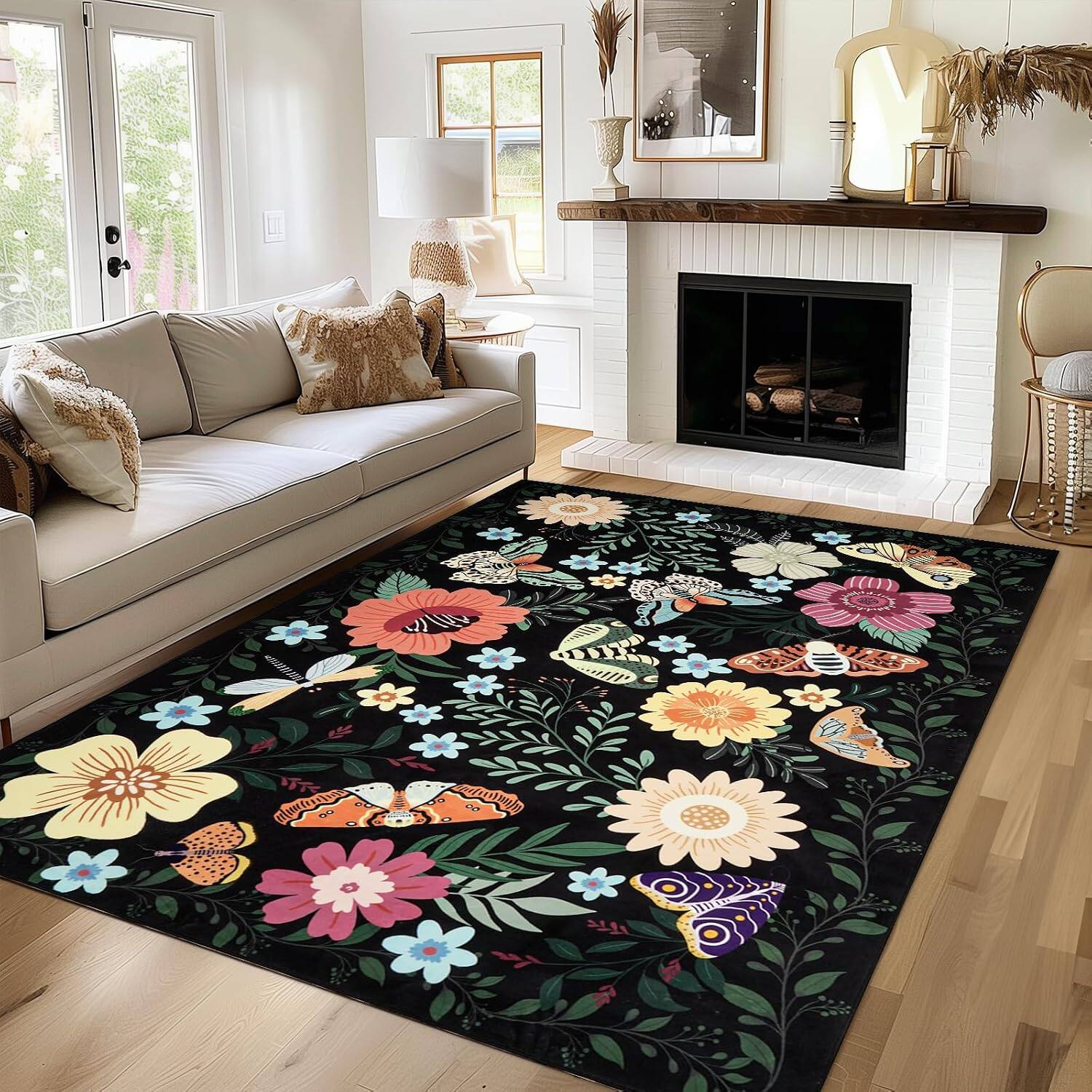Alt View 2. mosiso - 5x7 Area Rug Soft Low-Pile Non-Slip Indoor Floor Mat Washable Rug for Living Room & Home Decor - H935.