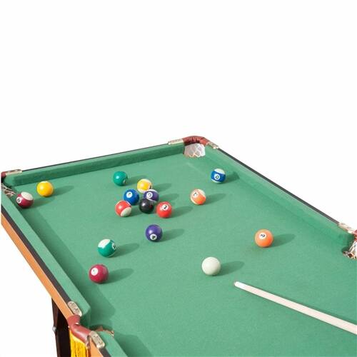 Back. SlickBlue - 54 inch Green Fleece Top Pool Table with Balls, Cues, and Storage Rack - Turquoise, Black, Green.