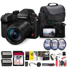 Panasonic - Lumix GH7 Mirrorless Micro Four Thirds Camera w 12-60mm f/2.8-4 Lens Bundle (International Version) - Black