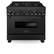 Front. ZLINE - 36 in. Wide 6 Burner 4.6 cu. ft. Freestanding Legacy Dual Fuel Range with Gas Cooktop in Black Stainless Steel - Black Stainless Steel.
