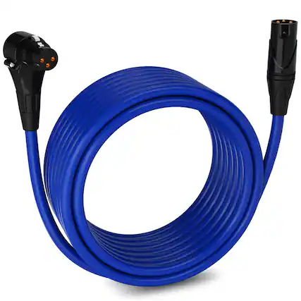 Front. Lyxpro - 30 Ft Right Angle XLR Cable, Female to Male, 3 Pin Microphone Cable - Blue.
