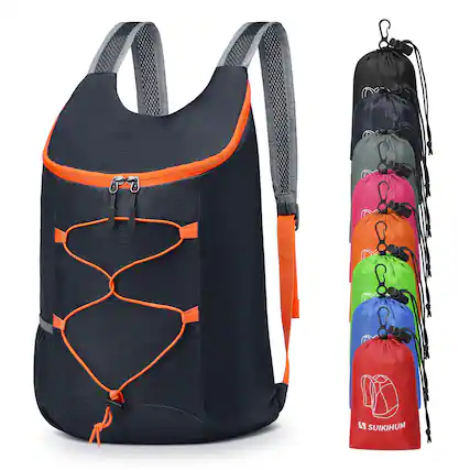 Front. Unique Bargains - 20L Hiking-Daypack Lightweight Foldable Travel Packable Backpack for Camping Cycling Outdoor - Navy blue.