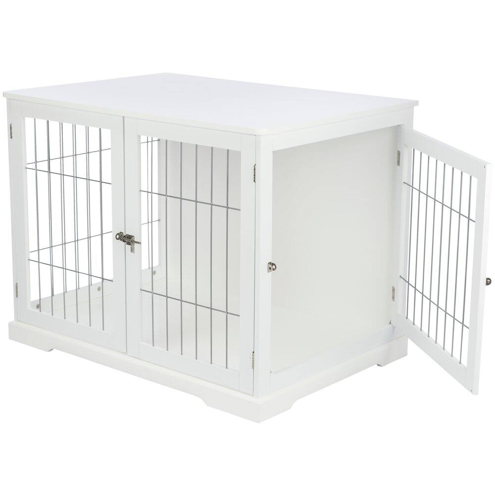 Alt View 2. TRIXIE - Dog Crate, Wooden Indoor Kennel Furniture for Dogs Up to 66 lb - White.