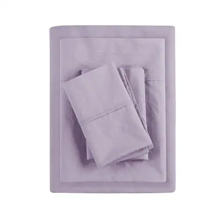 Front. Gracie Mills - Gracie Mills Clementine 200 Thread Count Year-Round Cotton Percale Sheet Set - Purple.