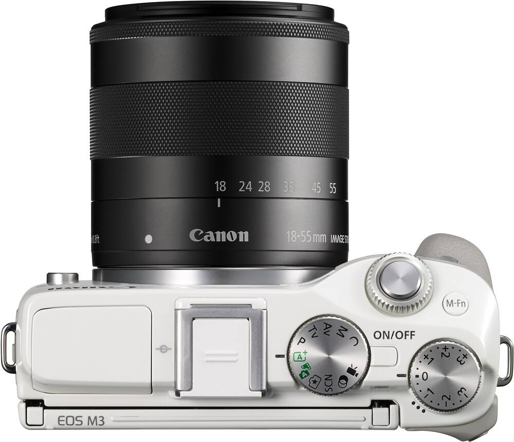 Best Buy: Canon EOS M3 Mirrorless Camera with EF-M 18-55mm Lens White  9772B011