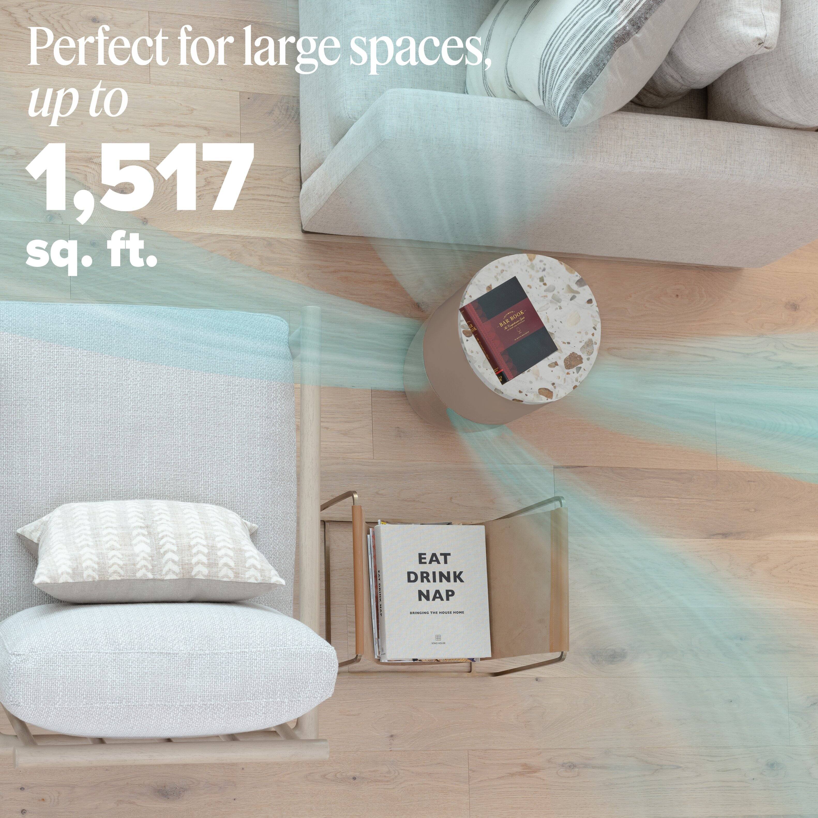 Perfect for large spaces, up to 1,517 sq. ft.

EAT DRINK NAP