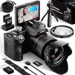 NBD - S210F 8K Digital Camera for Photography, 64MP, Autofocus, 16X Optical Zoom, 32GB Card