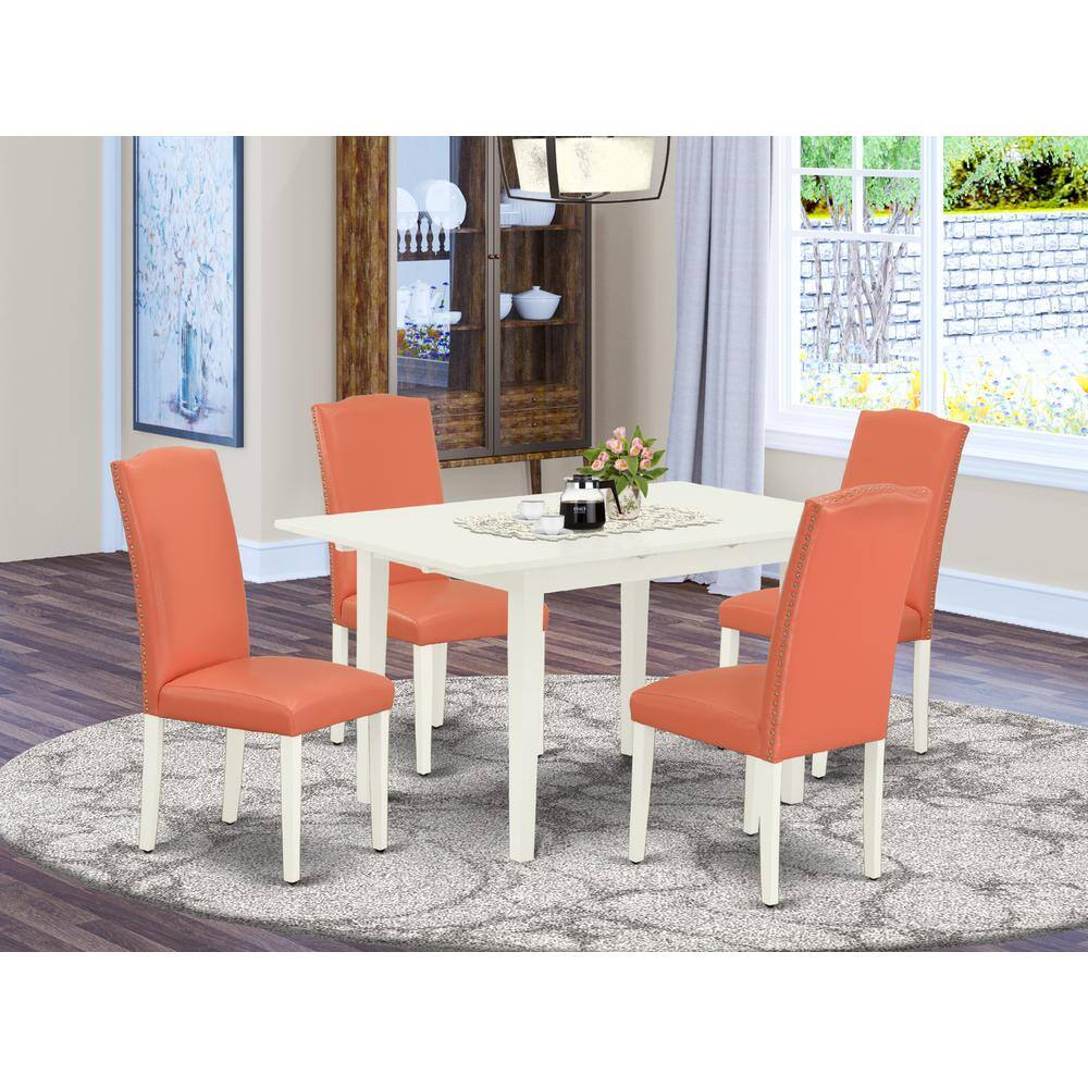Left. East West Furniture - Dining Table- Parson Chairs - Brown.